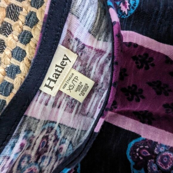 Hatley Navy Purple Teal Medallion Print XS L/S Knit Dress Romantic Gothic Whimsy - Picture 5 of 8